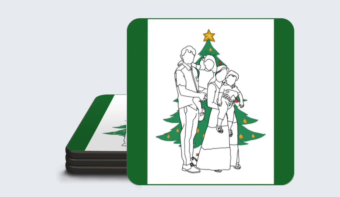 Christmas Coasters: Personalised Line-Art Portrait