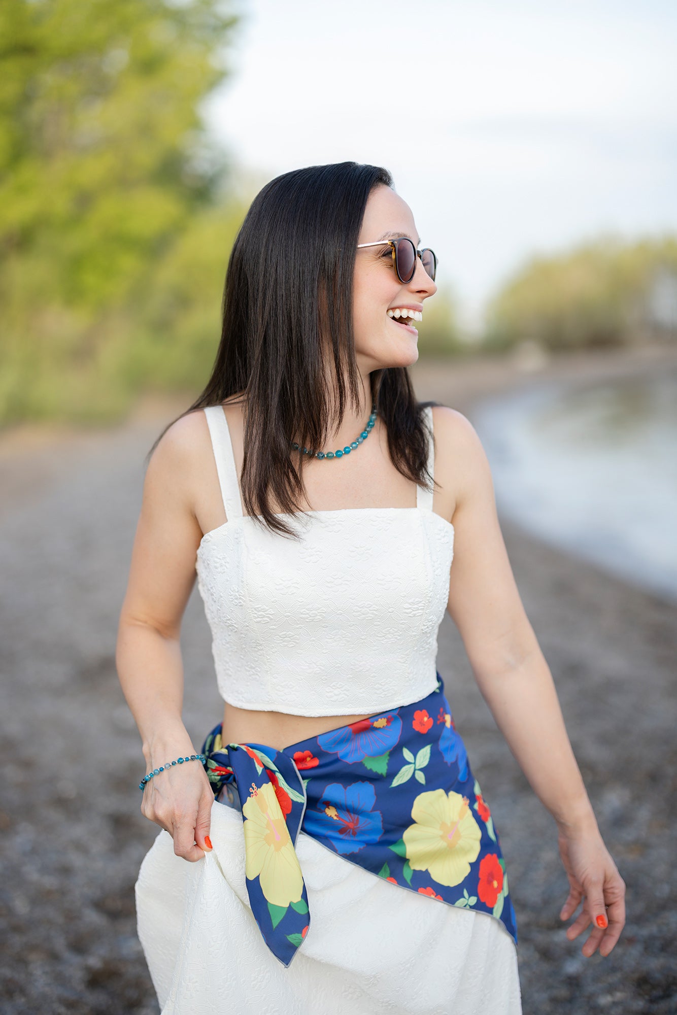 Scarf / Sarong (Medium) – BLUE HIBISCUS FLOWERS