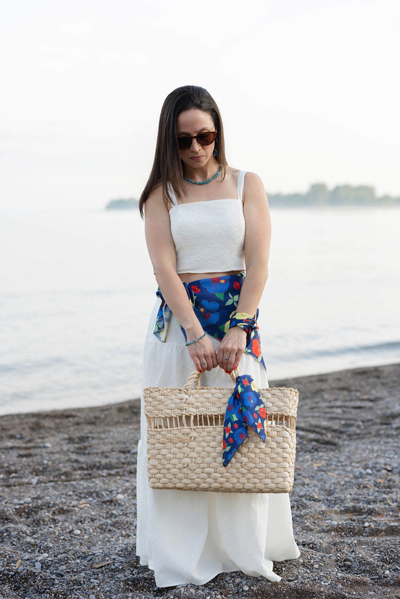 Scarf (Small) – BLUE HIBISCUS FLOWERS