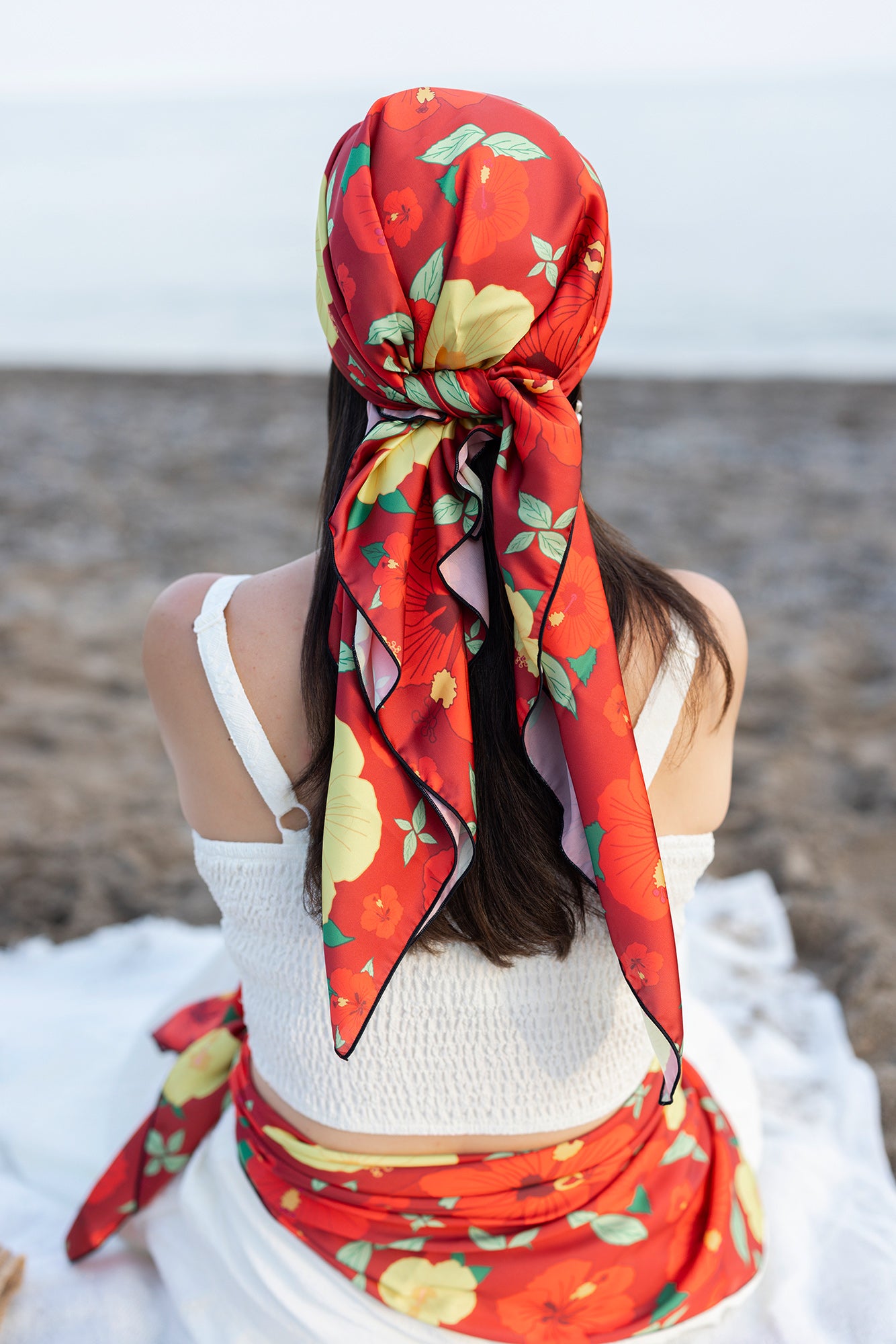 Scarf / Sarong (Medium) – RED HIBISCUS FLOWERS