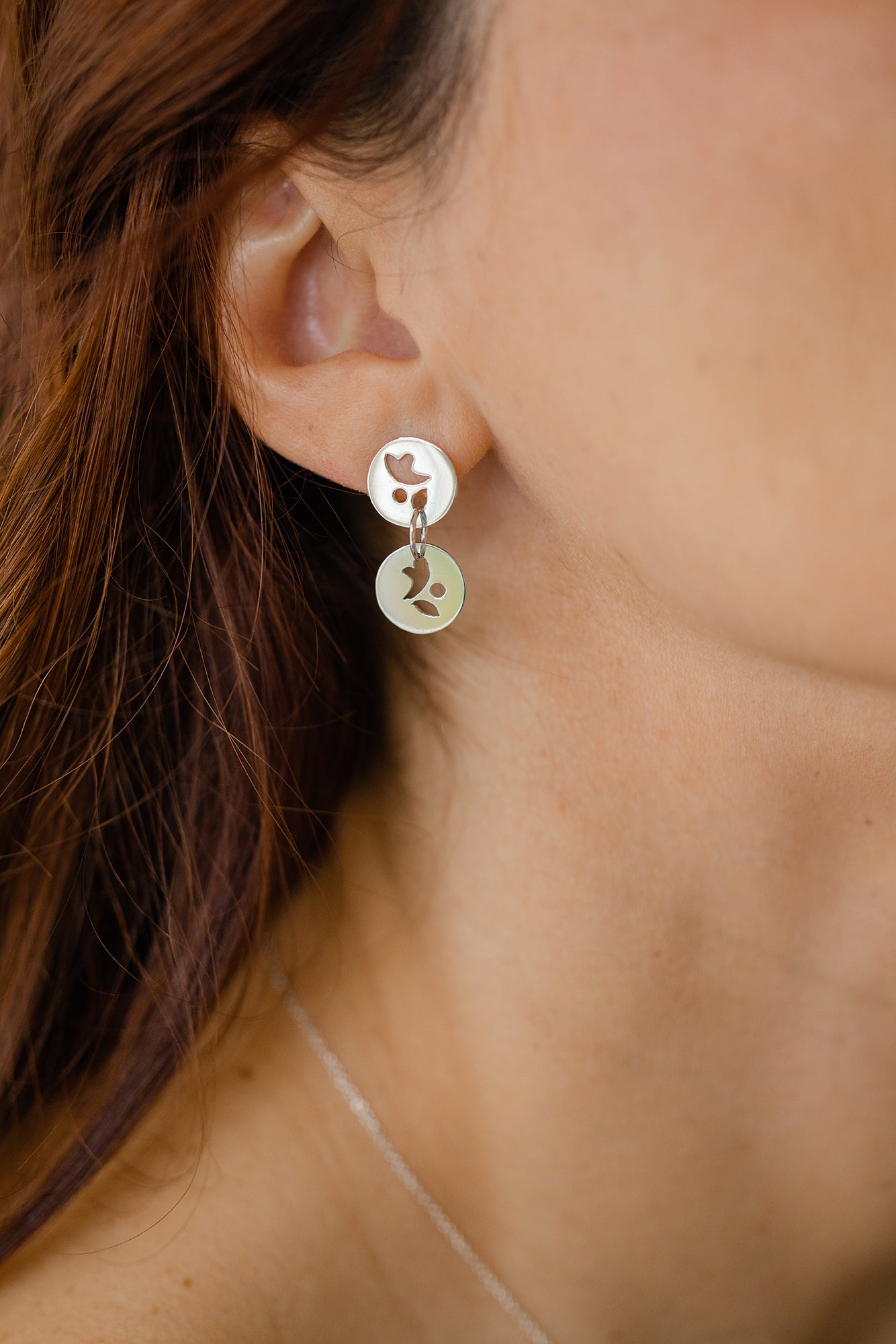 Nature Collection: Double Circle Leaf Earrings