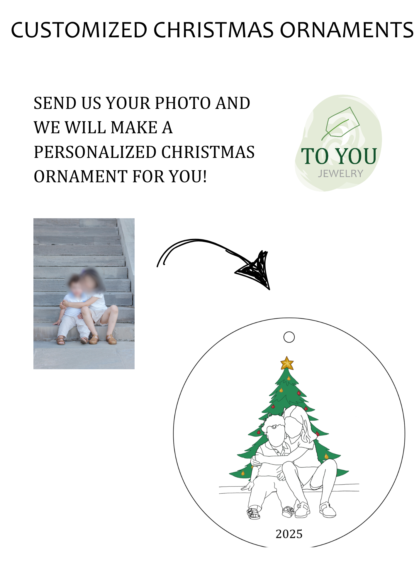 Christmas Ornament: Kids Line-Art Portrait