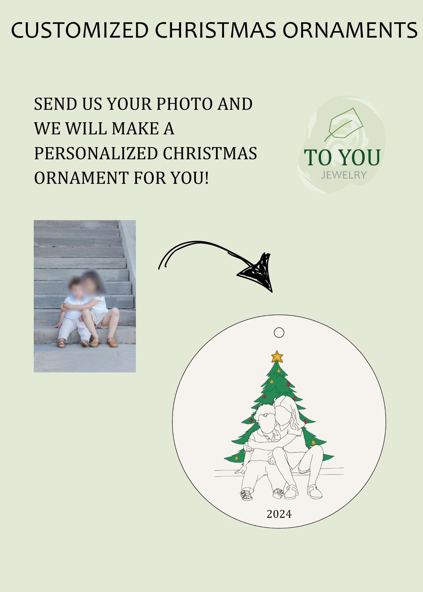 Christmas Ornament: Kids Line-Art Portrait