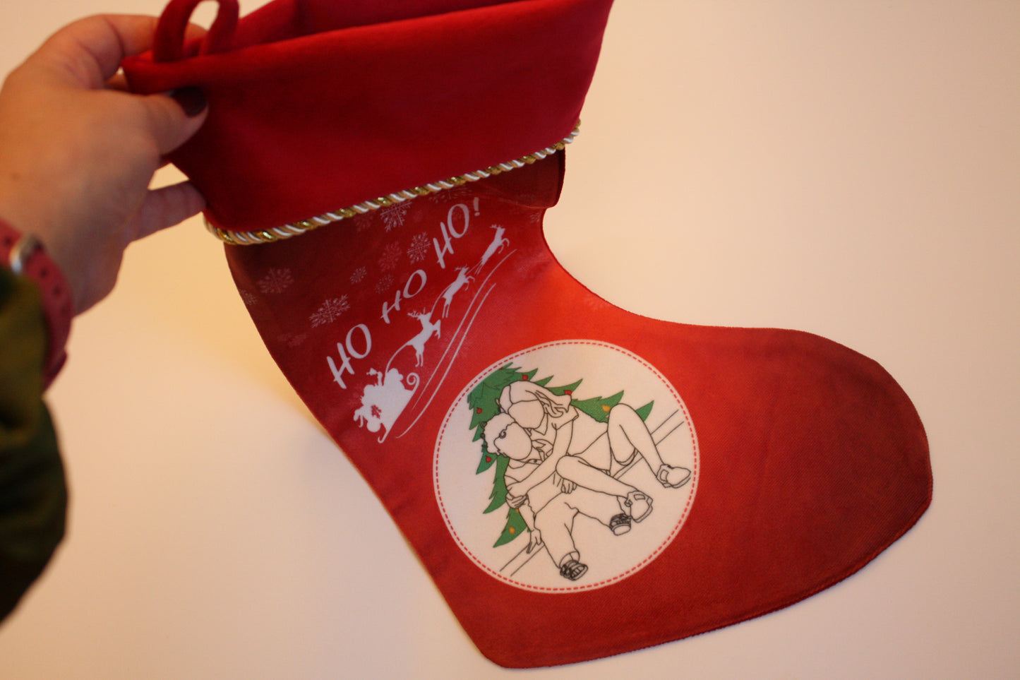 Christmas Stockings: Personalised Line-Art Portrait