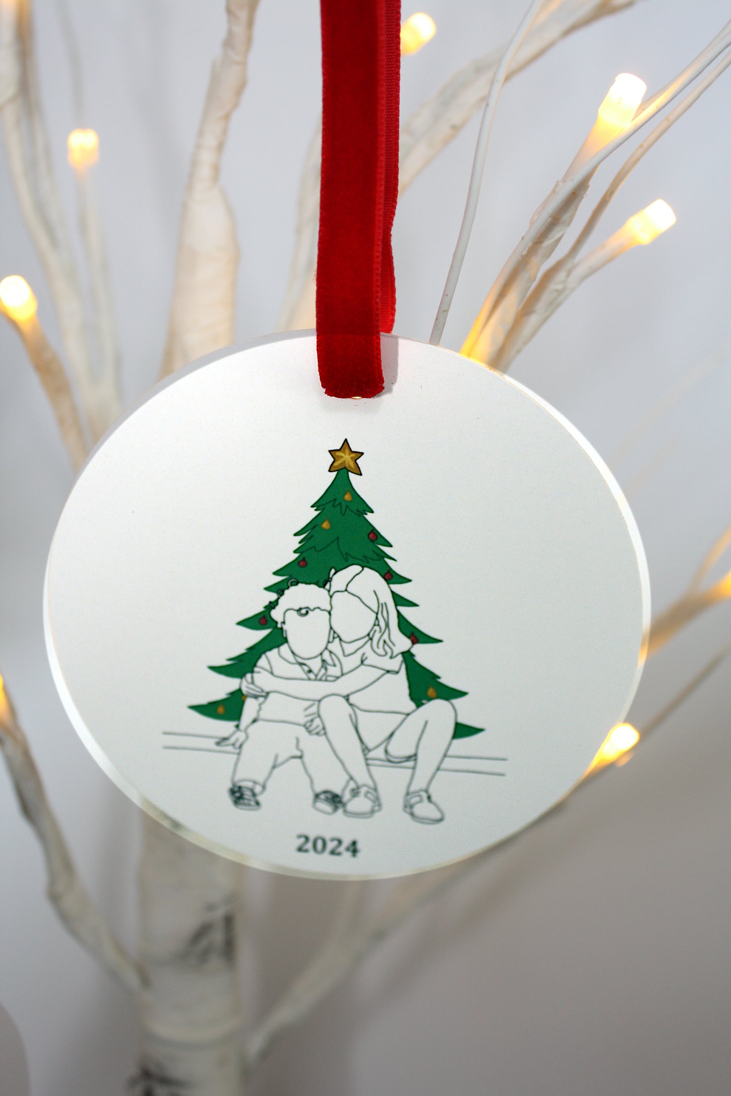 Christmas Ornament: Kids Line-Art Portrait