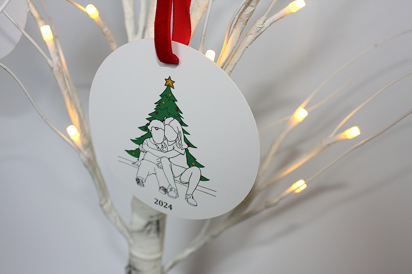 Christmas Ornament: Kids Line-Art Portrait