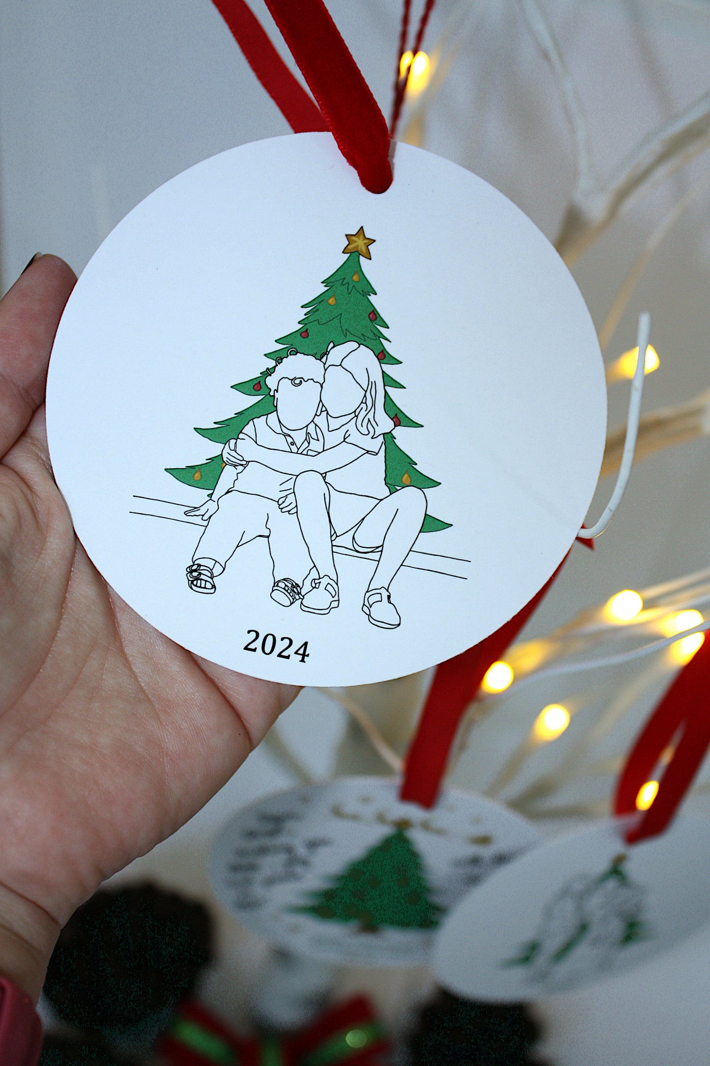 Christmas Ornament: Kids Line-Art Portrait