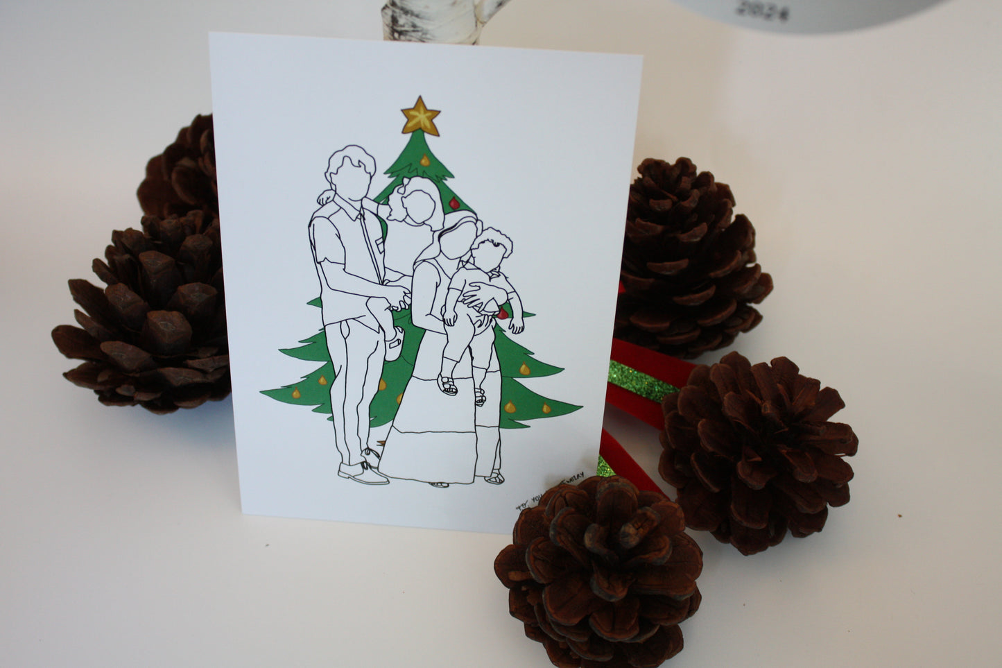 Christmas Printed Art: Family & Dog Line-Art Portraits