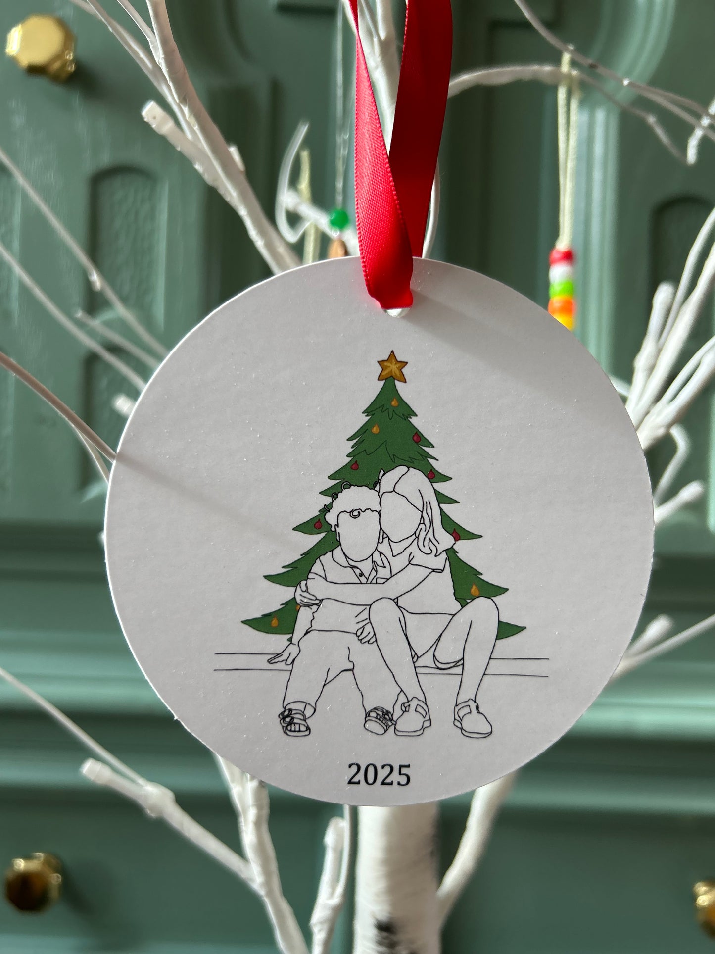 Christmas Ornament: Kids Line-Art Portrait