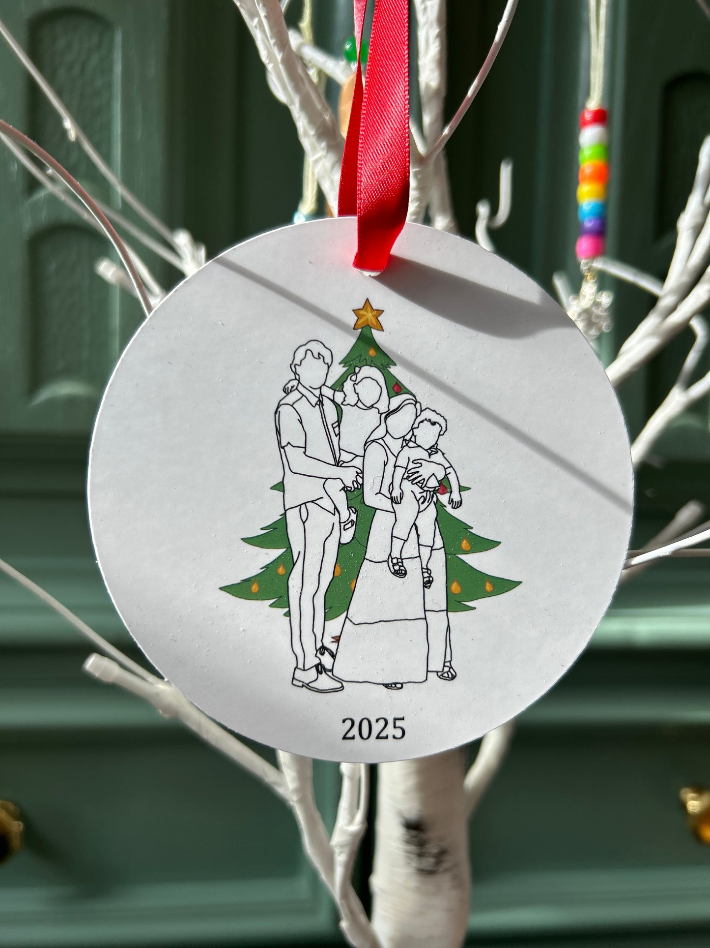 Christmas Ornament: Family Line-Art Portrait