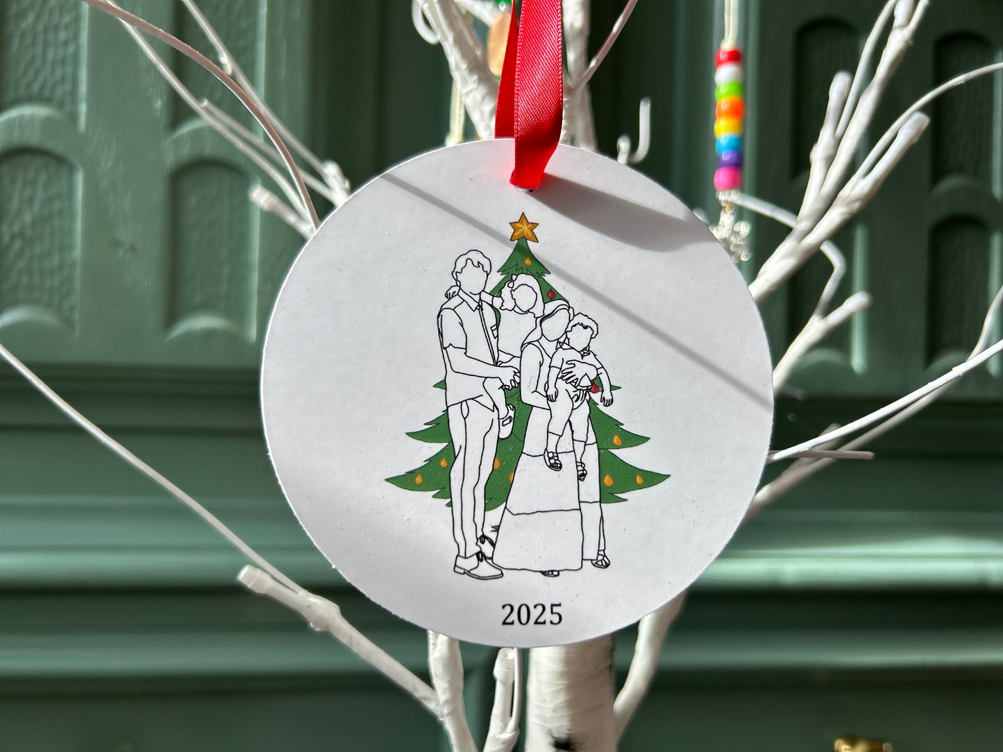Christmas Ornament: Family Line-Art Portrait