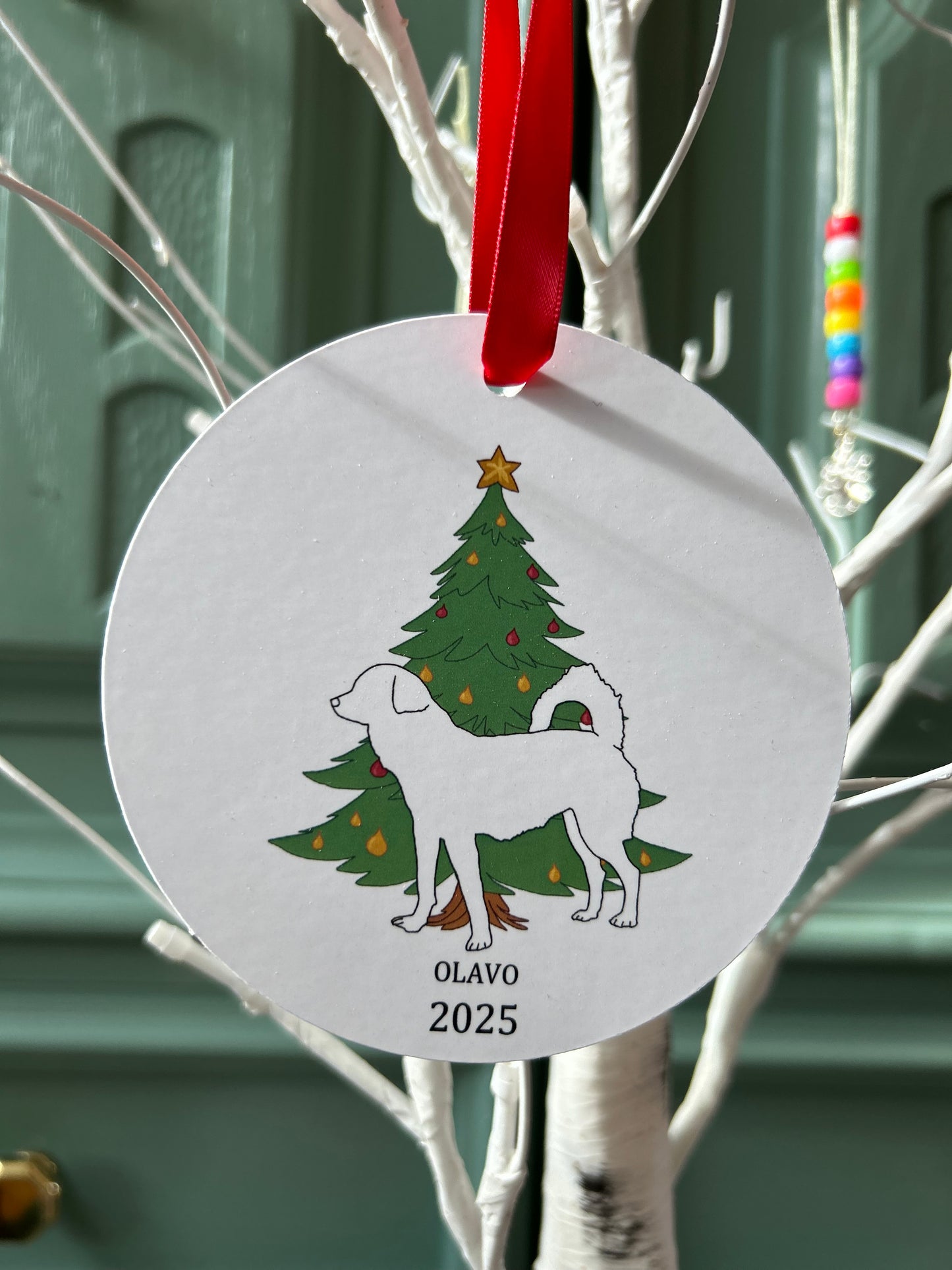 Christmas Ornament: Dog Line-Art Portrait