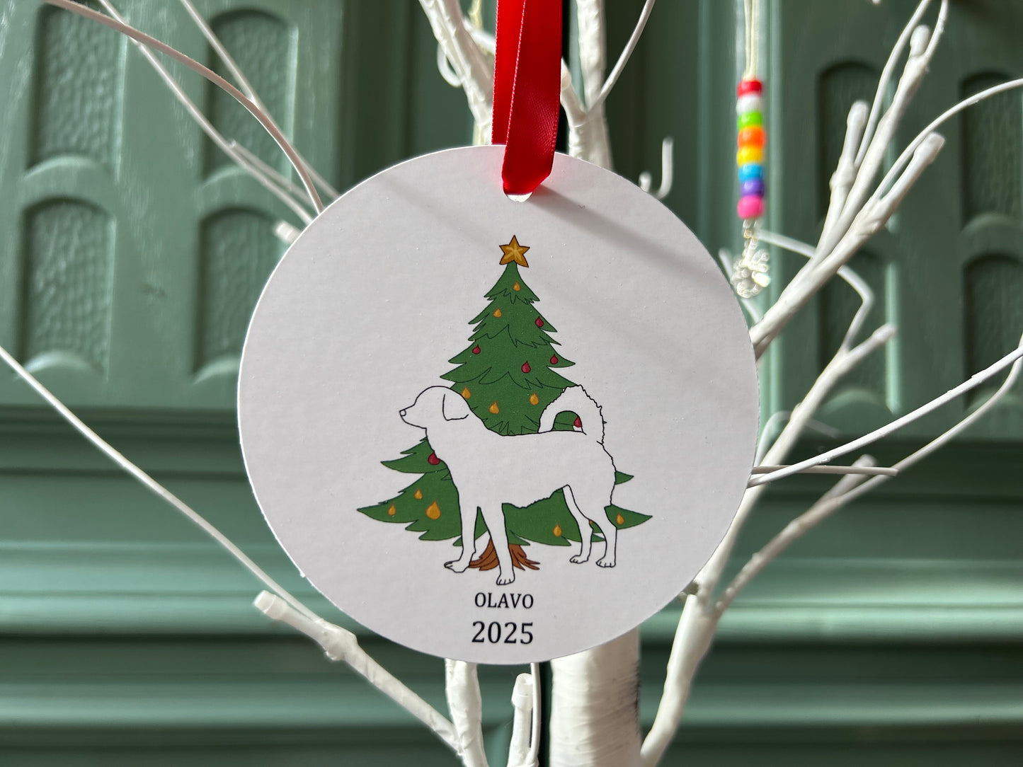 Christmas Ornament: Dog Line-Art Portrait