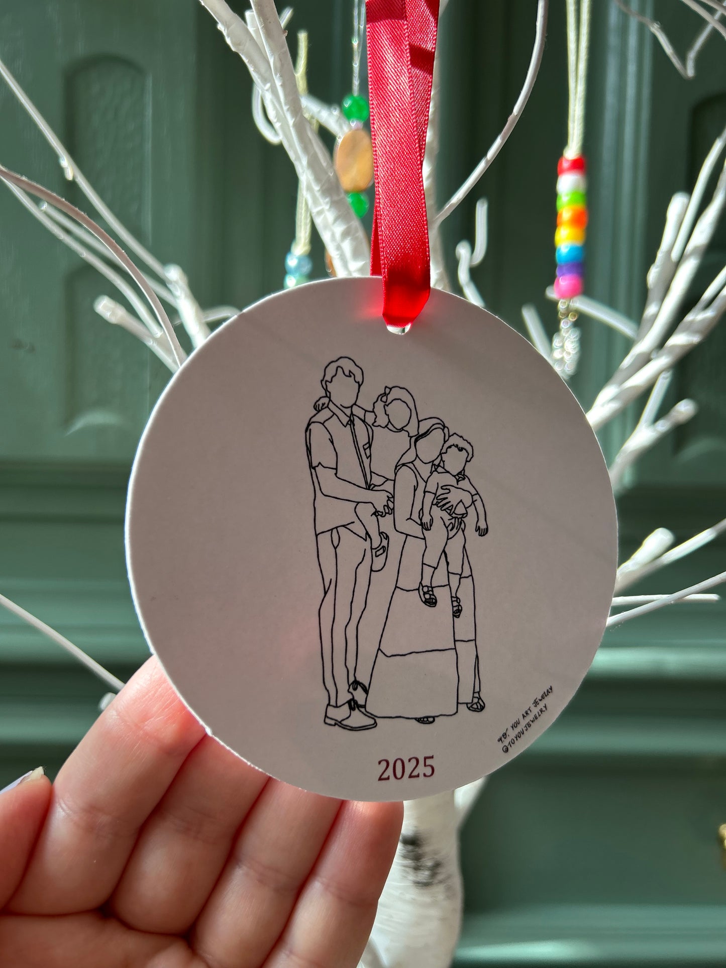 Christmas Ornament: Family Line-Art Portrait (No Tree)