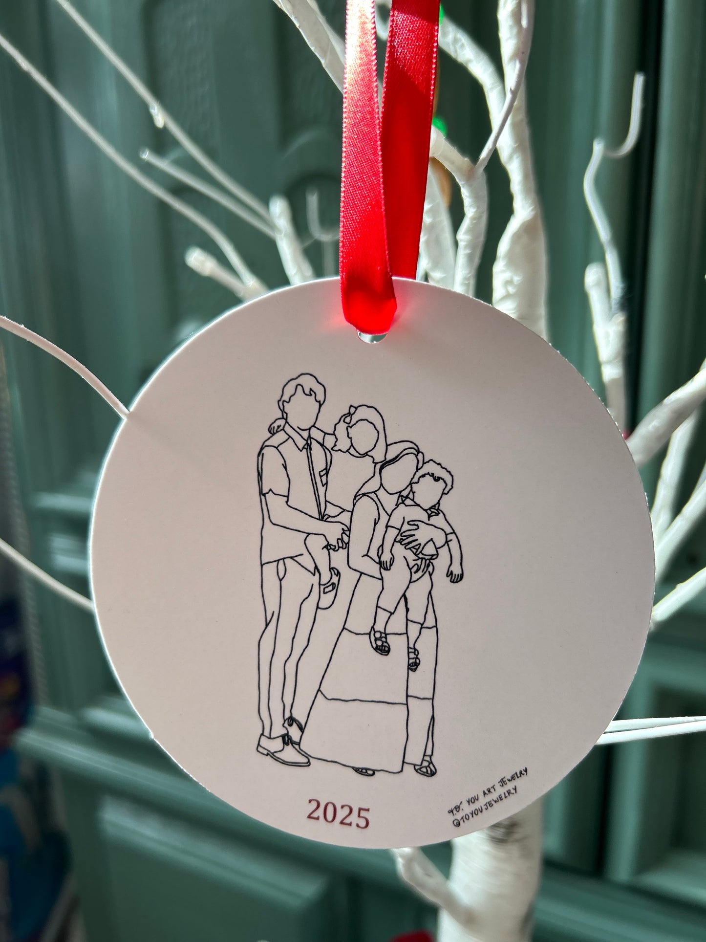 Christmas Ornament: Family Line-Art Portrait (No Tree)