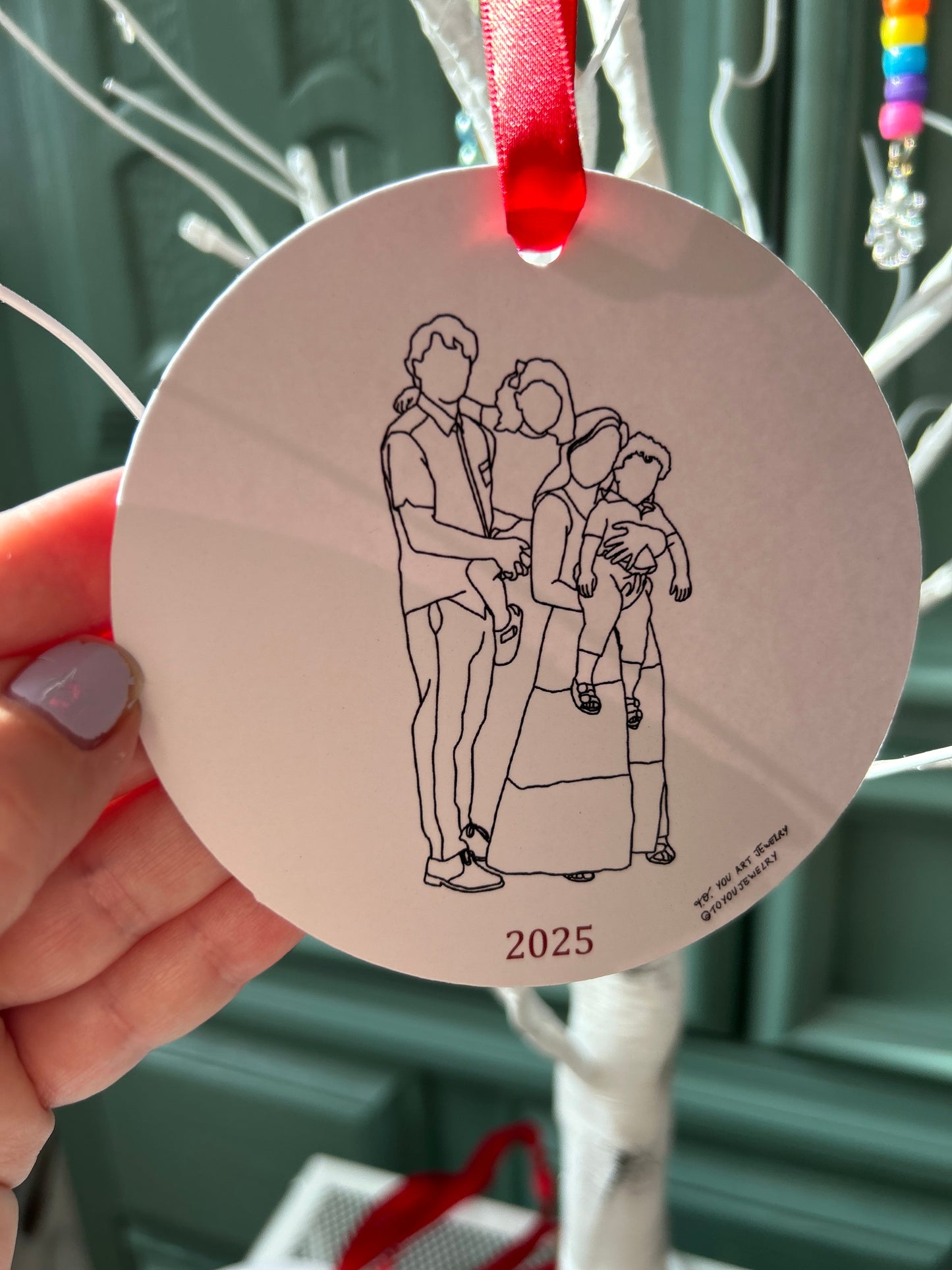 Christmas Ornament: Family Line-Art Portrait (No Tree)