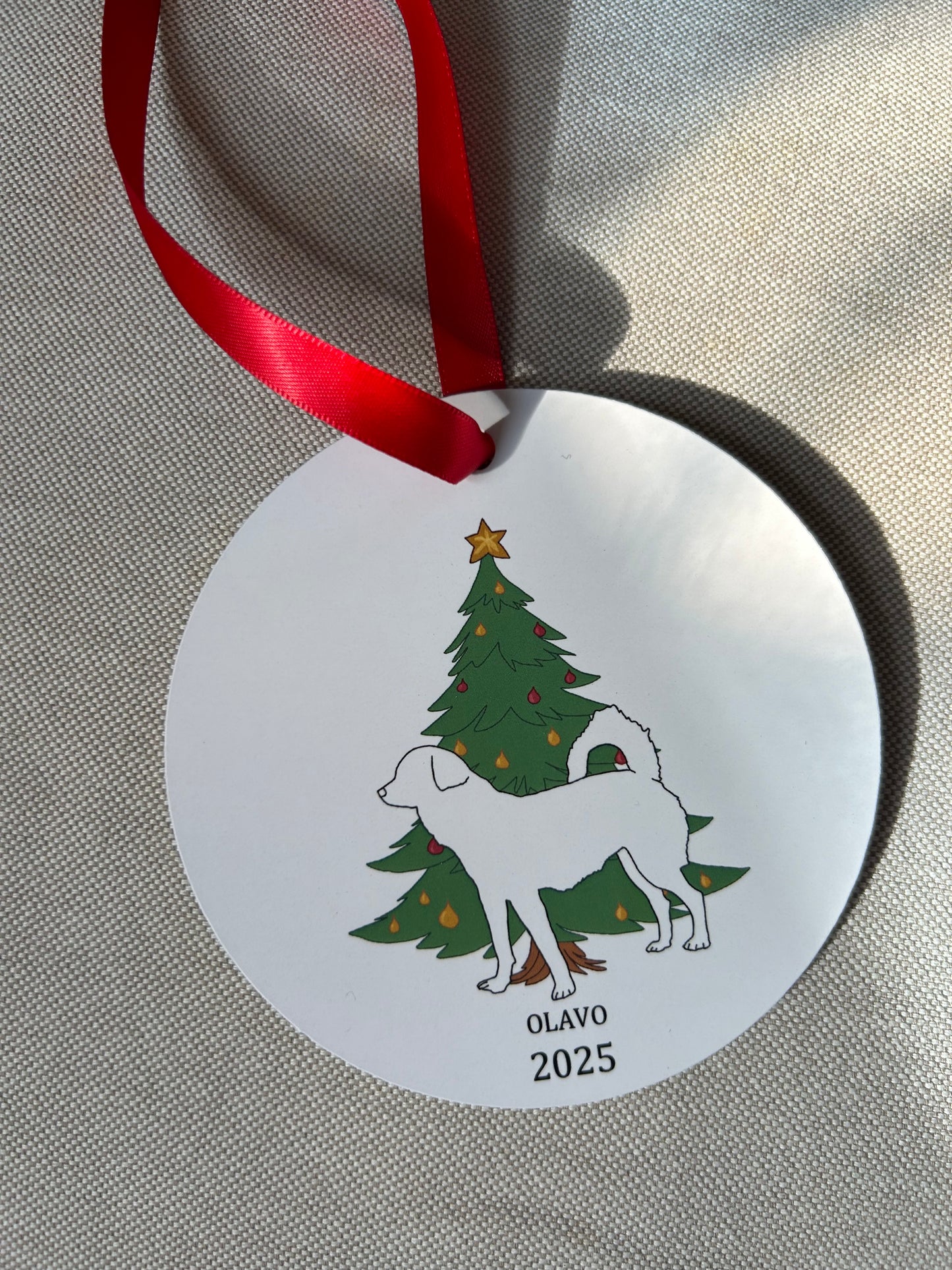 Christmas Ornament: Dog Line-Art Portrait