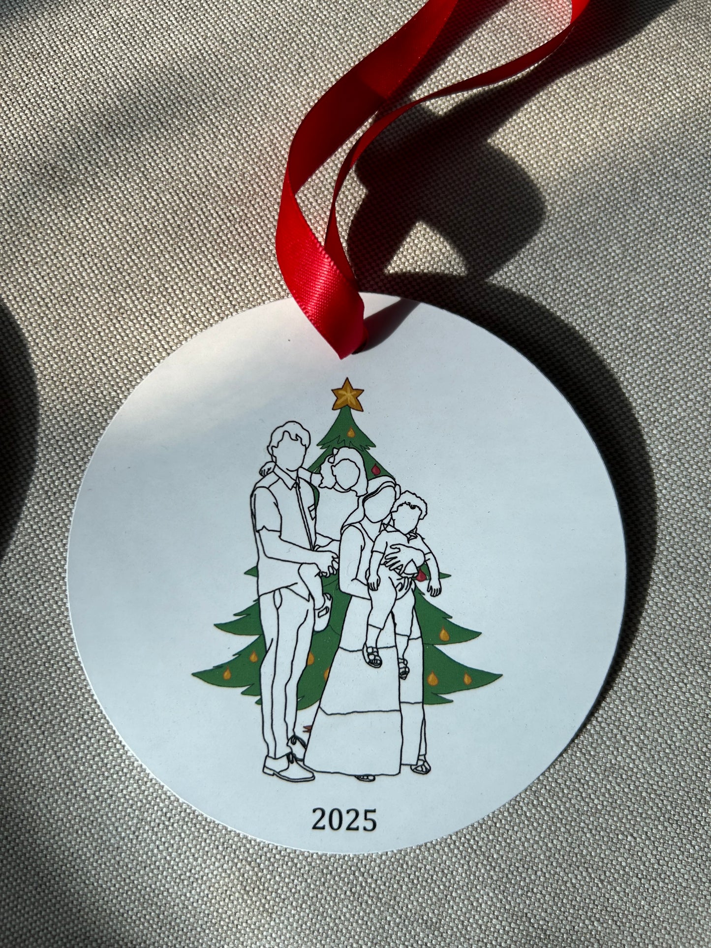 Christmas Ornament: Family Line-Art Portrait