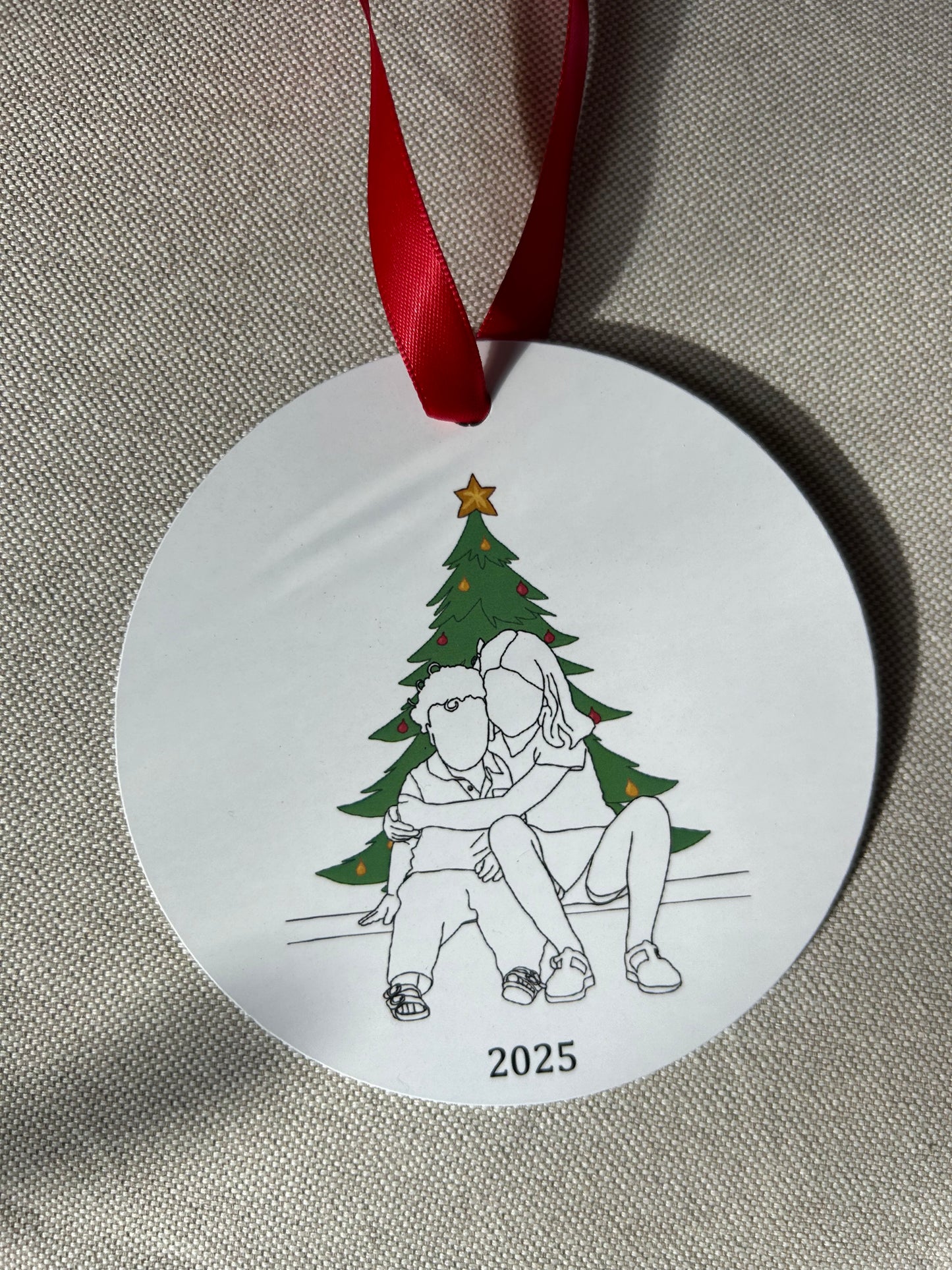Christmas Ornament: Kids Line-Art Portrait
