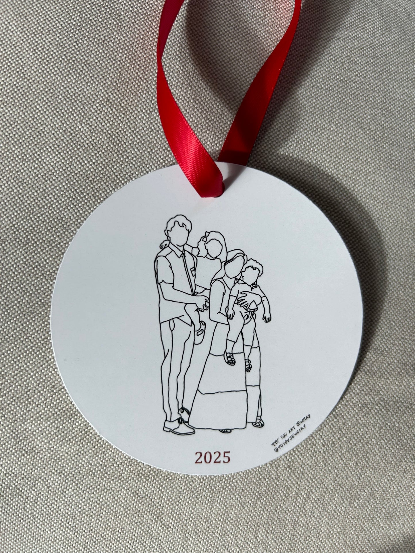Christmas Ornament: Family Line-Art Portrait (No Tree)